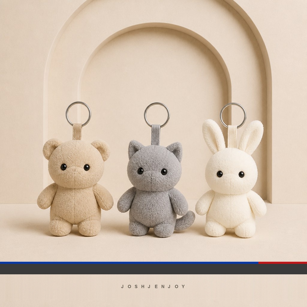 Plush Animal Keychain Charm