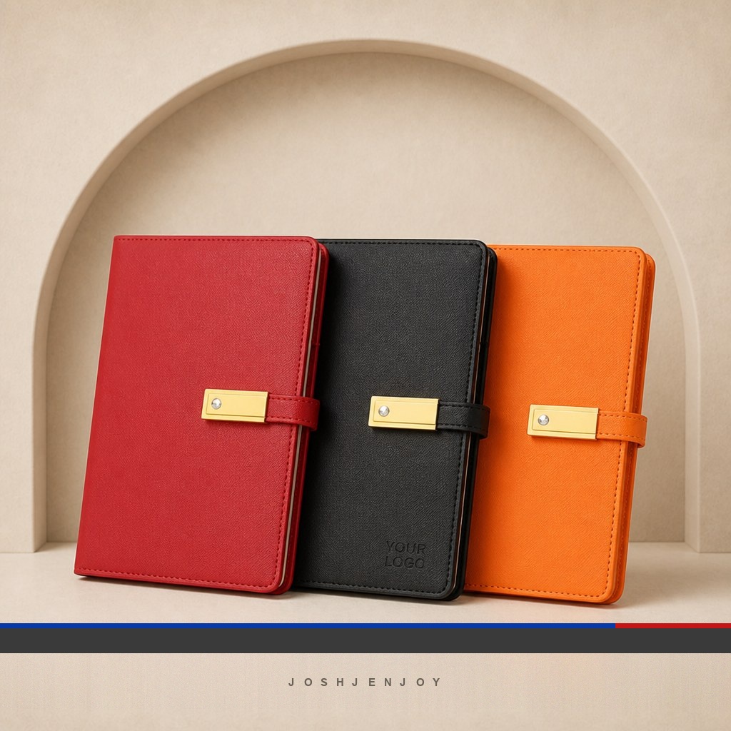 Leatherette Notebook with USB Flash Drive Strap