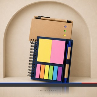 Kraft Spiral Notebook with Sticky Notes and Page Flags