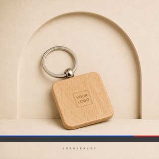 Square Wooden Keychain