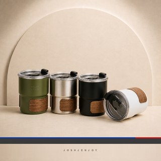 Mini Stainless Tumbler with Wood-Look Grip Band
