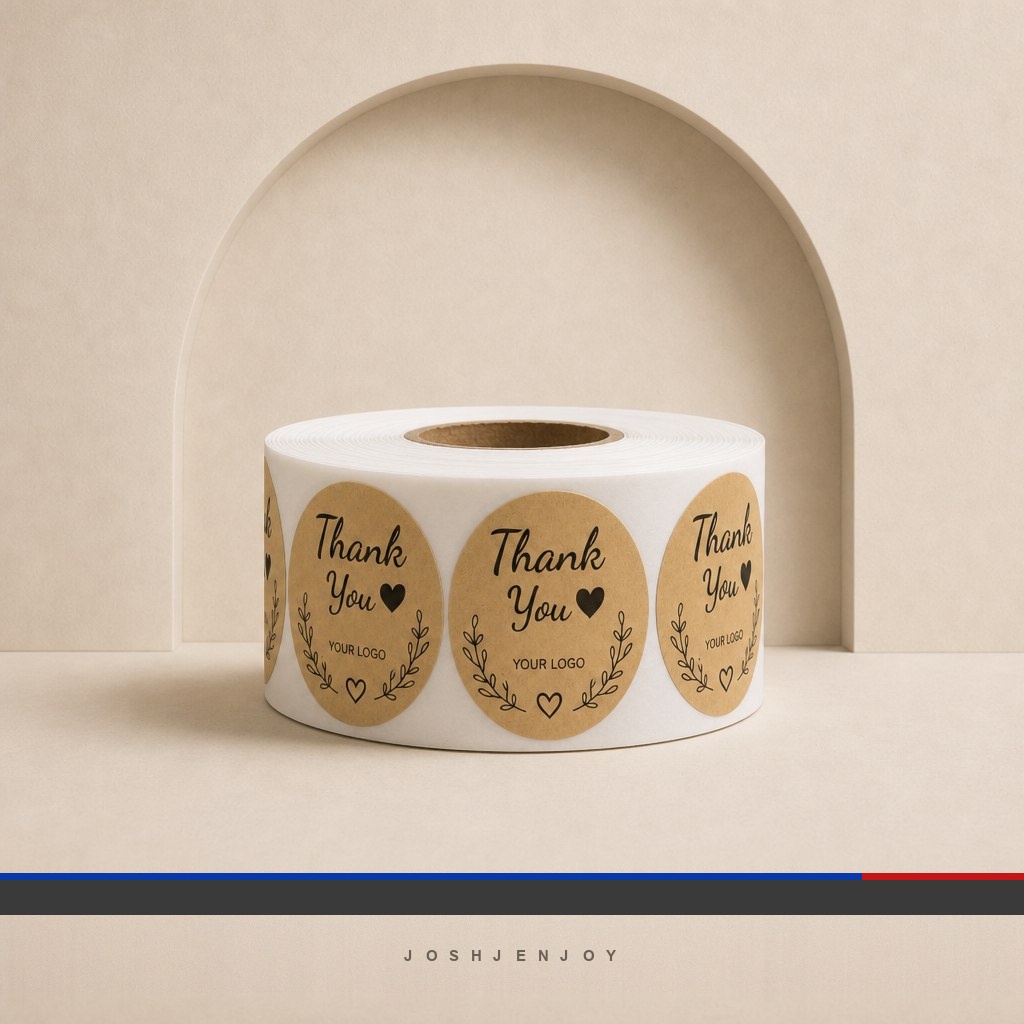 Kraft Thank-You Label Roll