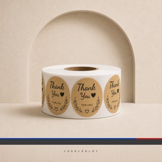 Kraft Thank-You Label Roll