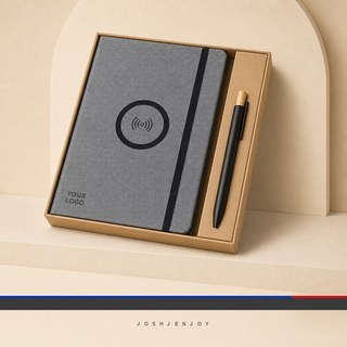 Notebook and Wireless Charger Gift Set in Kraft Box