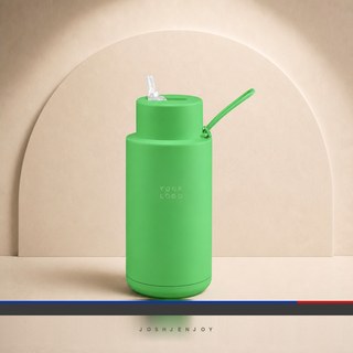 Straw-Lid Sports Bottle with Carry Strap
